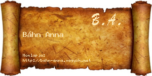Báhn Anna névjegykártya