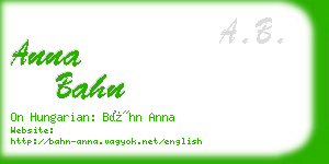 anna bahn business card